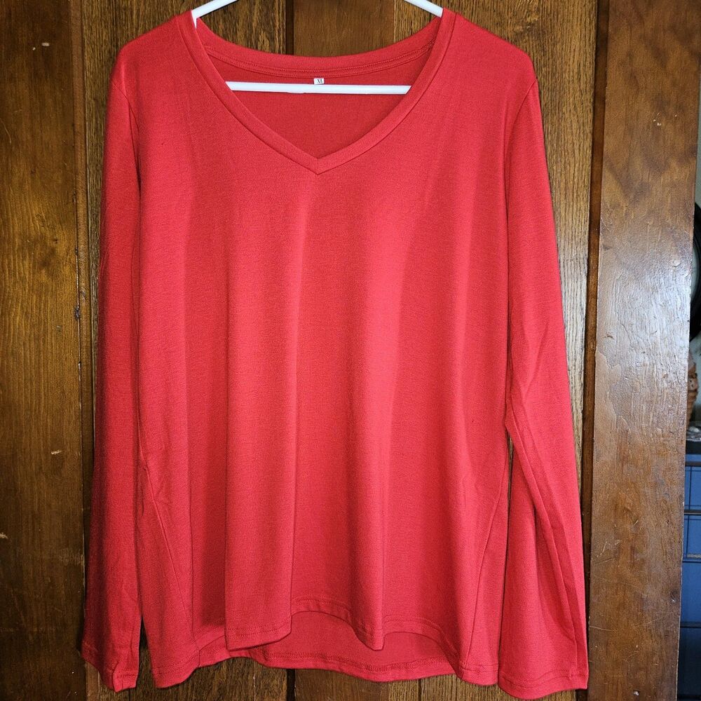 Red Oversized Lounge Two-Piece Set XL LS Top & S Shorts – Cozy Loungewear, NWOT